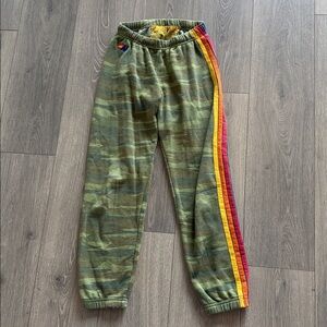 Aviator Nation Sweat Pant Joggers Camo 5 Stripe Green Size Extra Small XS